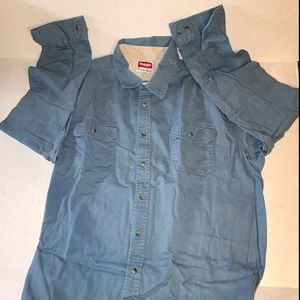 Men's Blue Wrangler Button Down Long Sleeve Shirt